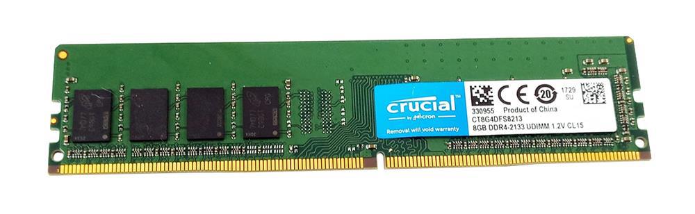 CT8G4DFS8213 Crucial 8GB PC4-17000 DDR4-2133MHz non-ECC Unbuffered CL15 288-Pin DIMM 1.2V Dual Rank Memory Module