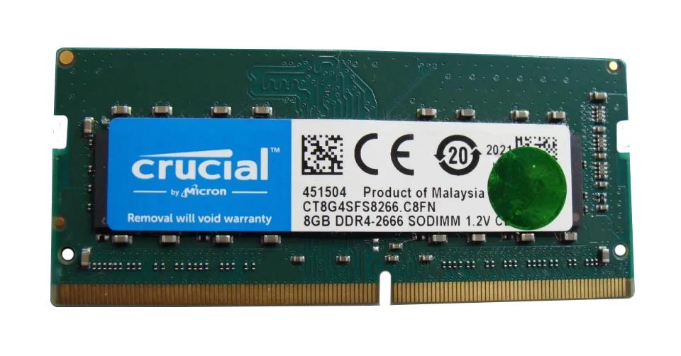 CT8G4SFS8266 Crucial 8GB PC4-21300 DDR4-2666MHz non-ECC Unbuffered CL19 260-Pin SoDimm 1.2V Single Rank Memory