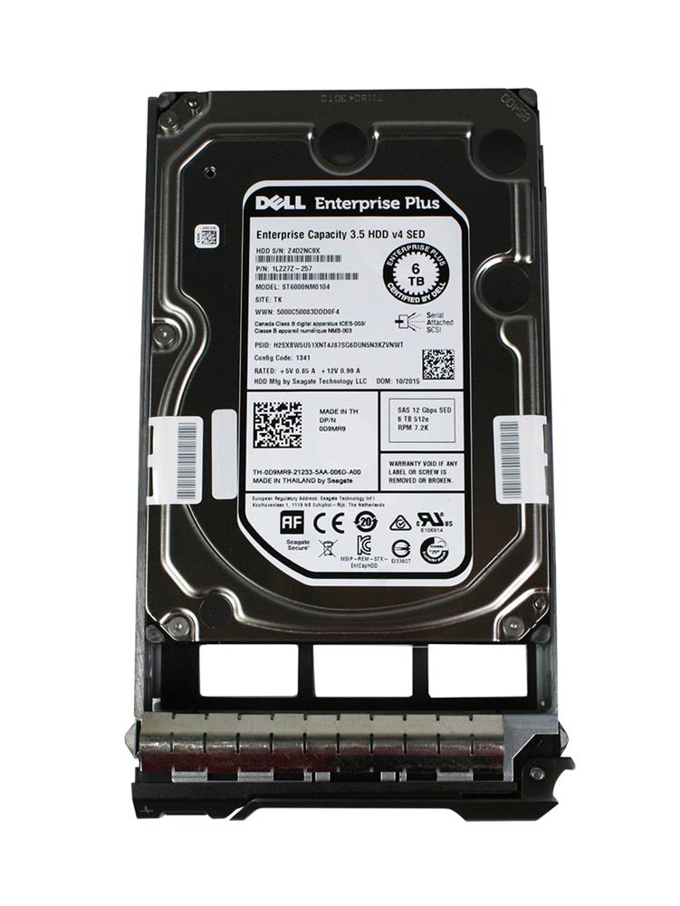 D9MR9 Dell 6TB 7200RPM SAS 12Gbps Nearline (SED) 3.5-inch Internal Hard Drive