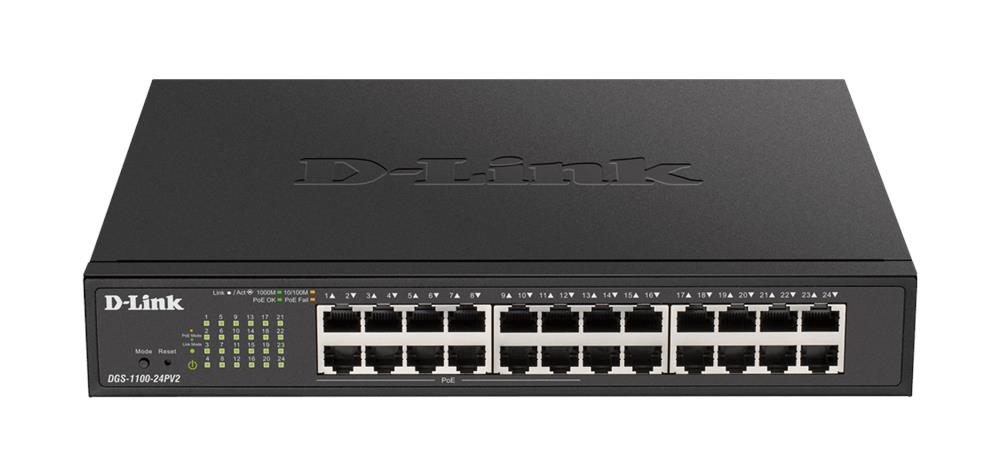 DGS-1100-24PV2 D-Link Ethernet Switch - 24 Ports - Manageable - 2 Layer Supported - Twisted Pair - 1U High - Rack-mountable,  (Refurbished)