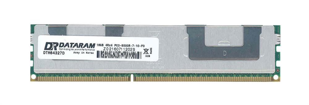 DTM64327D Dataram 16GB PC3-8500 DDR3-1066MHz ECC Registered CL7 240-Pin DIMM Quad Rank Memory Module