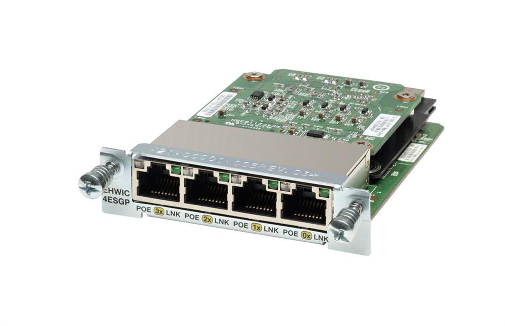 EHWIC-4ESG-RF Cisco 4-Ports 10/100/1000Base-TX Gigabit EtherSwitch interface Card for 1900, 2900 and 3900 Routers (Refurbished)