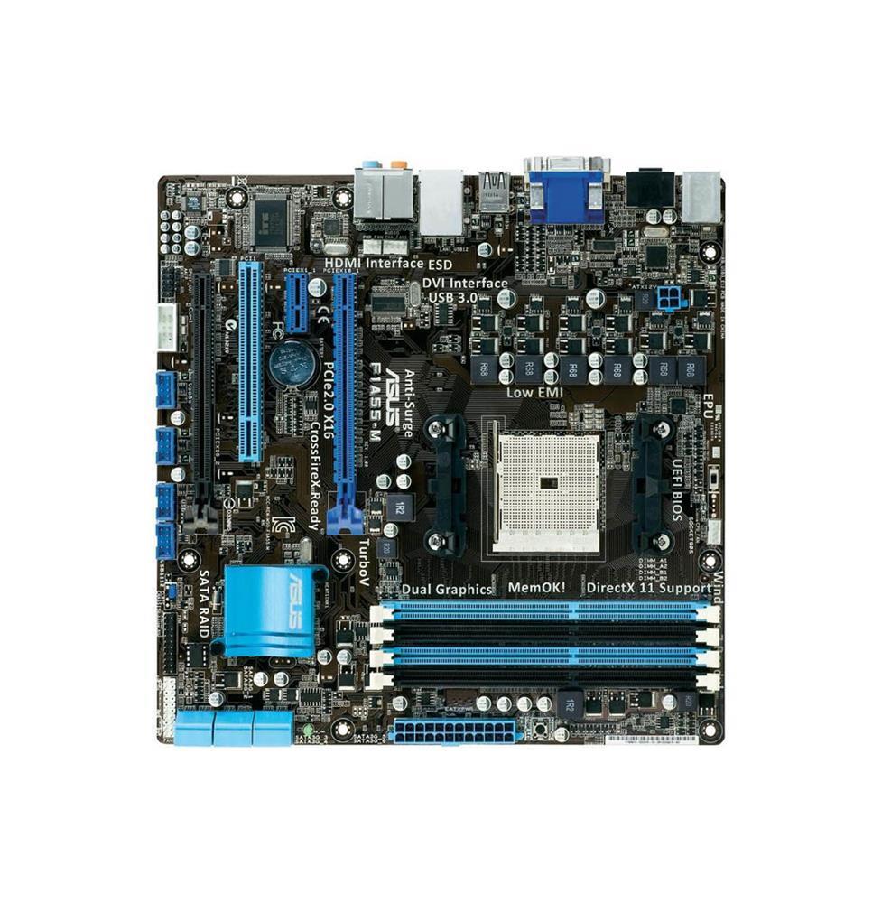 F1A55-MCSM ASUS Socket FM1 AMD A55 Chipset AMD A8-Series/ AMD A-Series/ AMD E2-Series Processors Support DDR3 4x DIMM 6x SATA 3.0Gb/s Micro-ATX Motherboard (Refurbished)