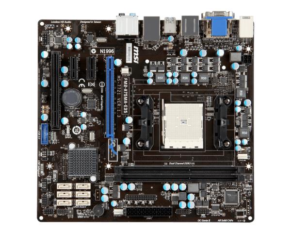 FM2-A75MA-E35-A1 MSI FM2-A75MA-E35 Socket FM2 AMD A75 Chipset AMD 10/ A8/ A6/ A4-Series Processors Support DDR3 2x DIMM 6x SATA3 6.0Gb/s Micro-ATX Motherboard (Refurbished)