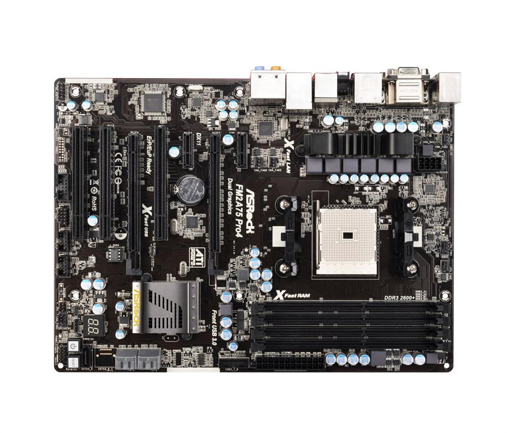 FM2A75-PRO4 ASRock Socket FM2 AMD A75 Chipset 100W Processors Support DDR3 4x DIMM 5x SATA3 6.0Gb/s ATX Motherboard (Refurbished)