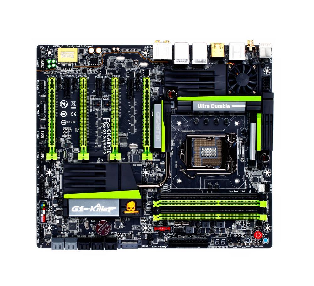 G1.Sniper 5 Gigabyte Socket LGA 1150 Intel Z87 Express Chipset Core i7 / i5 / i3 / Pentium / Celeron Processors Support DDR3 4x DIMM 10x SATA 6.0Gb/s Extended ATX Motherboard (Refurbished)