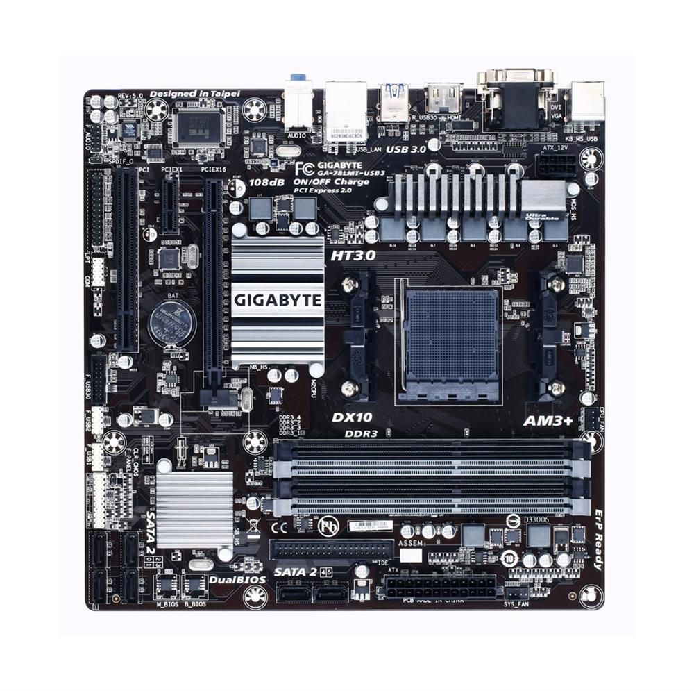 GA-78LMT-USB3 Gigabyte Socket AM3+ AMD 760G + SB710 Chipset AMD AM3 Phenom II/ AMD Athlon II Processors Support DDR3 4x DIMM 6x SATA 3.0Gb/s Micro-ATX Motherboard (Refurbished)
