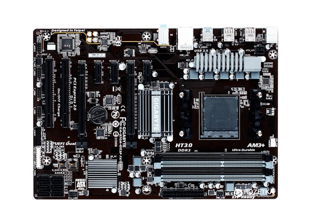 GA-970A-DS3PFX(rev.2.1) Gigabyte Socket AM3+ AMD 990FX/ SB950 Chipset AM3+ FX/ AMD AM3 Phenom II/ Athlon II Processors Support DDR3 4x DIMM 6x SATA 6.0Gb/s ATX Motherboard (Refurbished) GA-970A-DS3P FX (rev. 2.1)