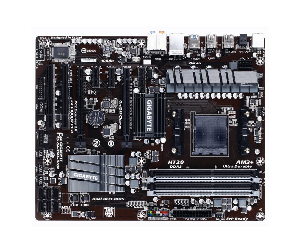 GA-970A-UD3P(rev.2.x) Gigabyte Socket AM3+ AMD 970/ SB950 Chipset AM3+ FX/ AMD AM3 Phenom II/ Athlon II Processors Support DDR3 4x DIMM 6x SATA 6.0Gb/s ATX Motherboard (Refurbished) GA-970A-UD3P (rev. 2.x)