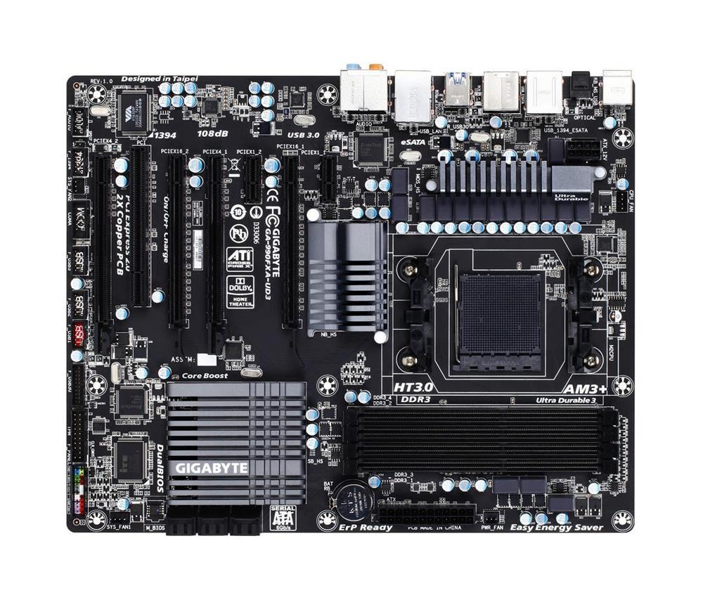 GA-990FXA-UD3Rev.4.1 Gigabyte Socket AM3+ AMD 990FX Chipset ATX Motherboard (Refurbished) GA-990FXA-UD3 Rev. 4.1