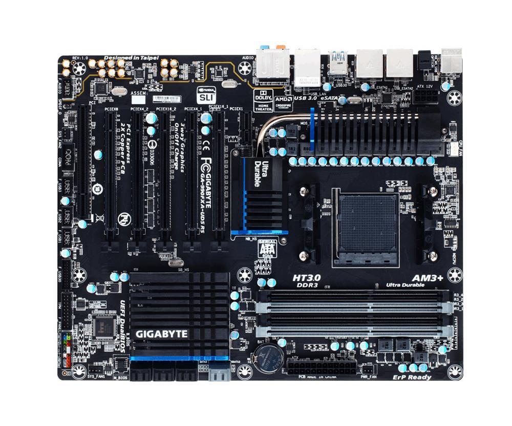 GA-990FXA-UD5Rev.3.1 Gigabyte Socket AM3+ AMD 990FX Chipset ATX Motherboard (Refurbished) GA-990FXA-UD5 Rev. 3.1
