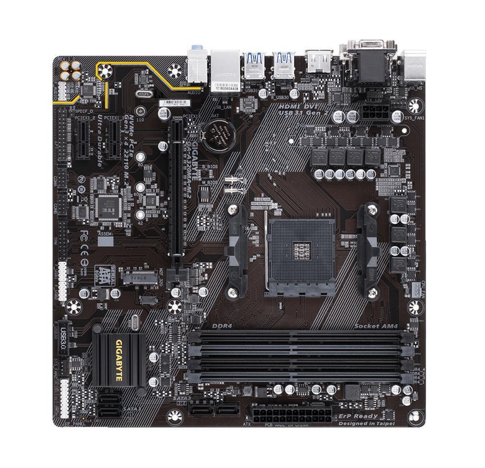 GA-A320MA-M.2 (rev. 1.0) Gigabyte Socket AM4 AMD A320 Chipset AMD Ryzen/ AMD 7th Generation A-Series/ Athlon Processors Support DDR4 4x DIMM 4x SATA 6.0Gb/s Micro-ATX Motherboard  (Refurbished)