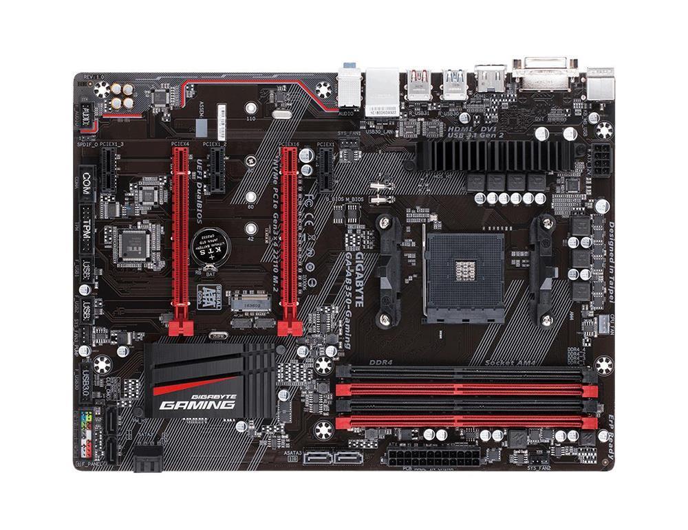 GA-AB350-Gaming (rev. 1.0) Gigabyte Socket AM4 AMD B350 Chipset AMD Ryzen / AMD 7th Generation A-series/ Athlon Processors Support DDR4 4x DIMM 6x SATA 6.0Gb/s ATX Motherboard  (Refurbished)