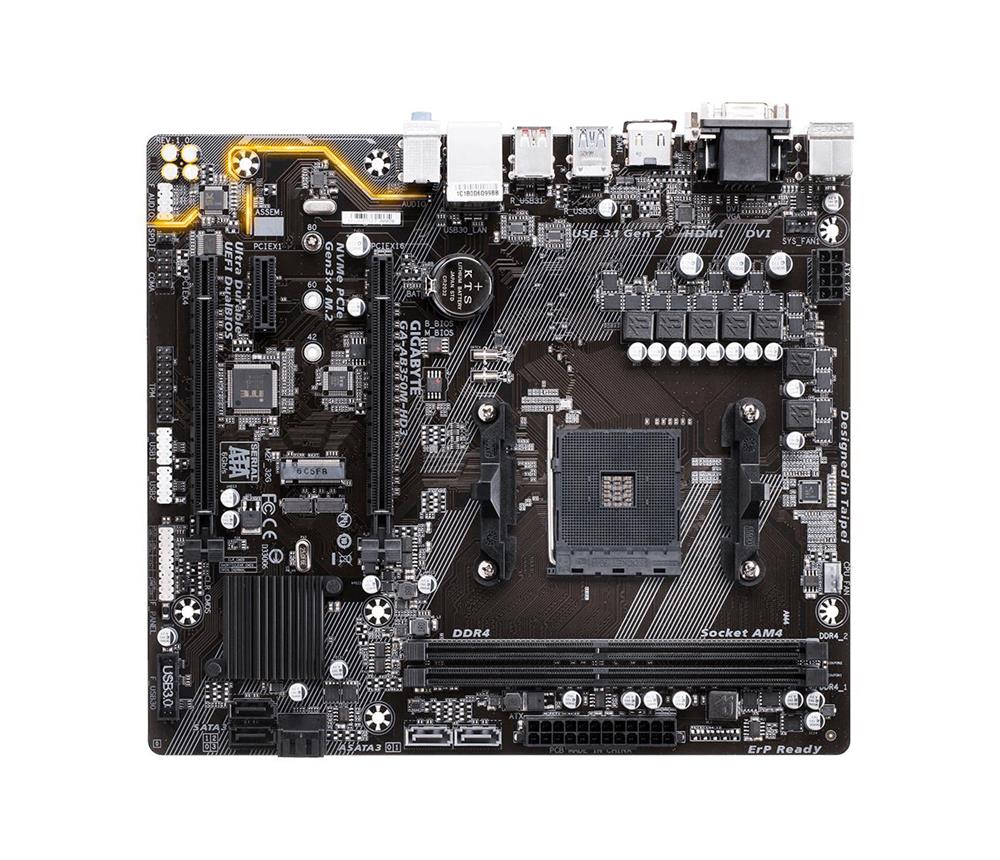 GA-AB350M-HD3 (rev. 1.x) Gigabyte Socket AM4 AMD B350 Chipset AMD Ryzen/ 7th Generation A-Series/ AMD Athlon Processors Support DDR4 2x DIMM 6x SATA 6.0Gb/s Micro-ATX Motherboard (Refurbished)