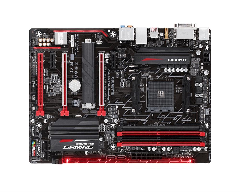 GA-AX370-Gaming 3 Gigabyte Socket AM4 AMD X370 Chipset AMD Ryzen/ AMD 7th Generation A-Series/ AMD Athlon Processors Support DDR4 4x DIMM 6x SATA 6.0Gb/s ATX Motherboard (Refurbished)