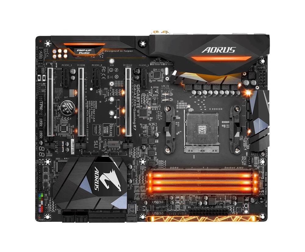 GA-AX370-Gaming K7 (rev. 1.0) Gigabyte Socket AM4 AMD X370 Chipset AMD Ryzen / AMD 7th Generation A-Series/Athlon Processors Support DDR4 4x DIMM 10x SATA 6.0Gb/s ATX Motherboard  (Refurbished)