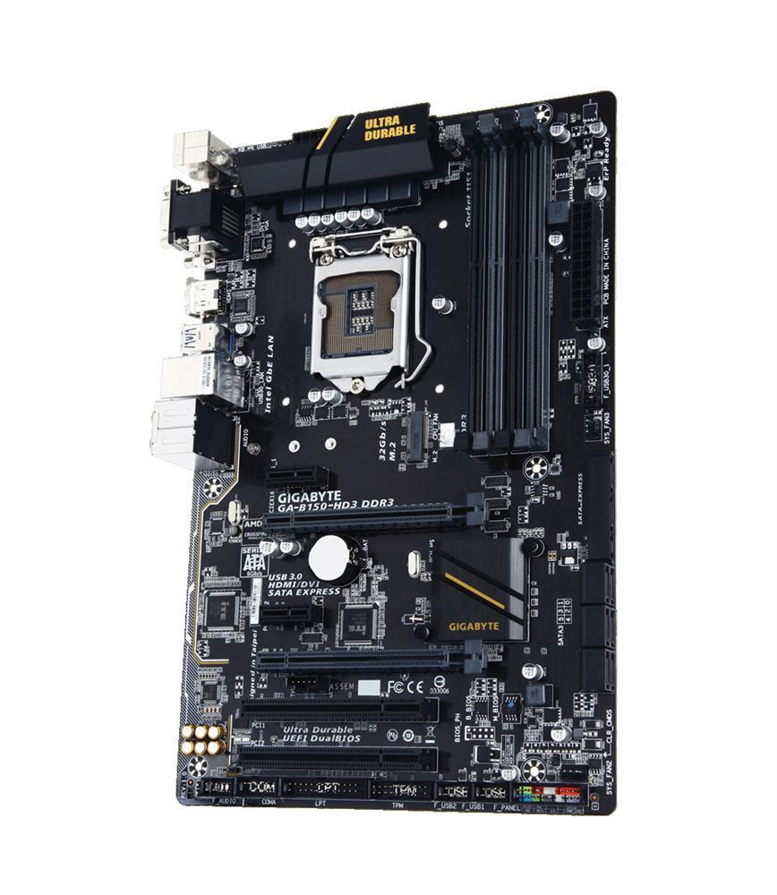 GA-B150-HD3DDR3 Gigabyte Socket LGA 1151 Intel B150 Express Chipset 7th/6th Generation Core i7 / i5 / i3 / Pentium / Celeron Processors Support DDR3 4x DIMM 6x SATA 6.0Gb/s ATX Motherboard (Refurbished) GA-B150-HD3 DDR3