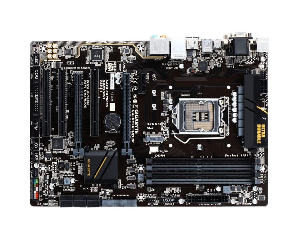 GA-B150-HD3P (rev. 1.0) Gigabyte Socket LGA 1151 Intel B150 Express Chipset 7th/6th Generation Core i7 / i5 / i3 / Pentium / Celeron Processors Support DDR4 4x DIMM 6x SATA 6.0Gb/s ATX Motherboard  (Refurbished)