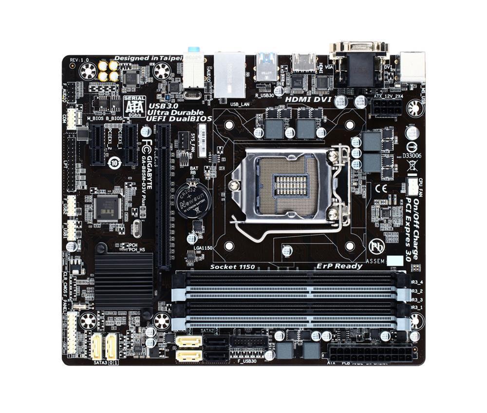 GA-B85M-D3V Plus (rev. 1.0) Gigabyte Socket LGA 1150 Intel B85 Express Chipset Core i7 / i5 / i3 / Pentium / Celeron Processors Support DDR3 4x DIMM 4x SATA 6.0Gb/s Micro-ATX Motherboard (Refurbished)