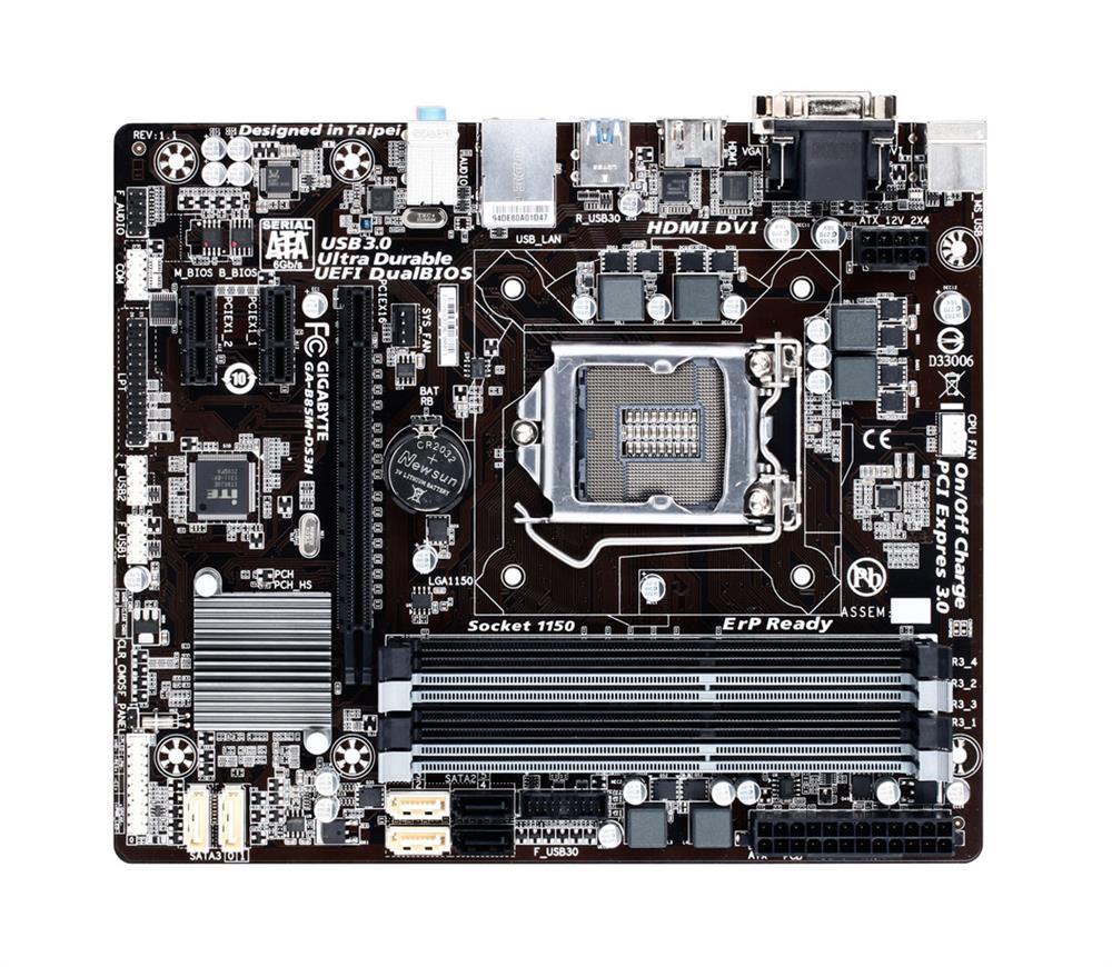 GA-B85M-DS3H(rev.3.0) Gigabyte Socket LGA 1150 Intel B85 Express Chipset Core i7 / i5 / i3 / Pentium / Celeron Processors Support DDR3 4x DIMM 4x SATA 6.0Gb/s Micro-ATX Motherboard (Refurbished) GA-B85M-DS3H (rev. 3.0)
