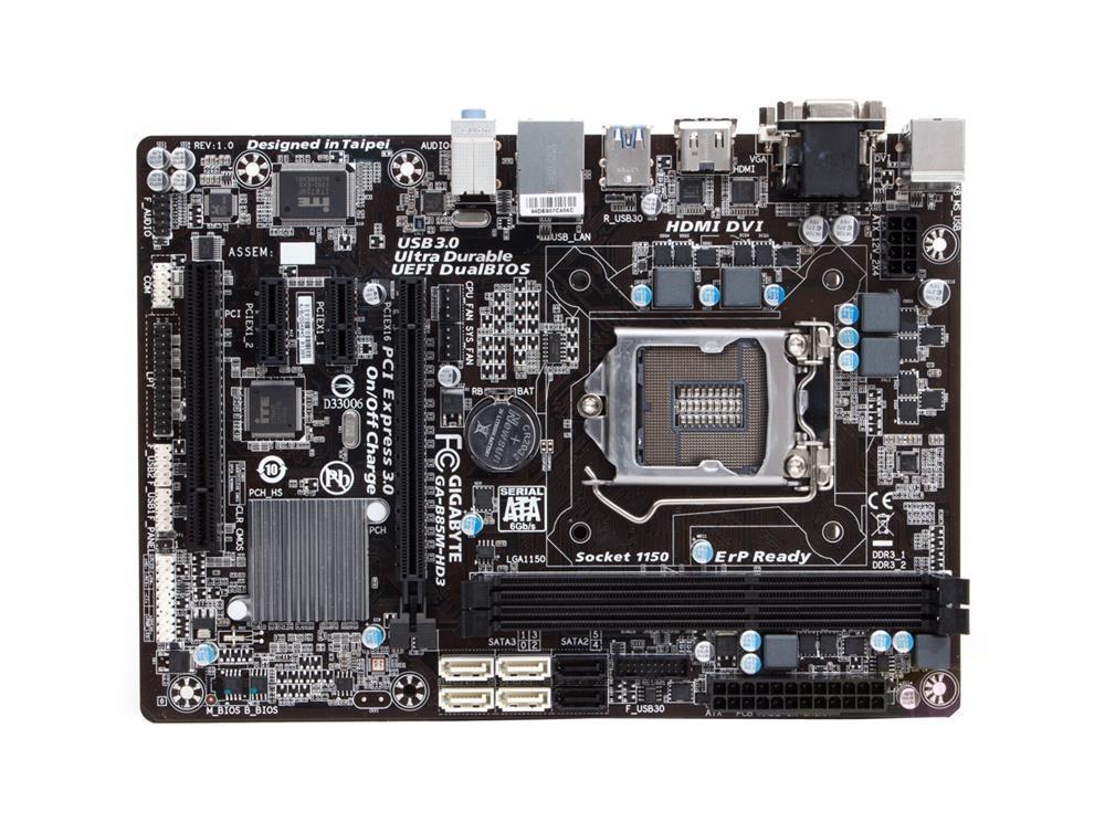 GA-B85M-HD3(rev.3.0) Gigabyte Socket LGA 1150 Intel B85 Express Chipset Core i7 / i5 / i3 / Pentium / Celeron Processors Support DDR3 2x DIMM 4x SATA 6.0Gb/s Micro-ATX Motherboard (Refurbished) GA-B85M-HD3 (rev. 3.0)