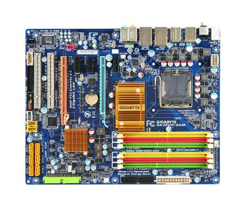 GA-EP45C-DS3R Gigabyte P45/ICH10 Chipset Core 2 Extreme/ Core 2 Quad/ Core 2 Duo/ Pentium Dual Core/ Celeron Processors Support Socket LGA775 ATX Motherboard (Motherboard) (Refurbished)