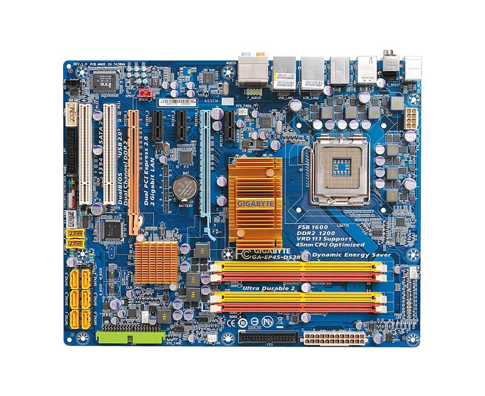 GA-EP45T-DS3R Gigabyte P45/ICH10 Chipset Socket LGA775 Core 2 Extreme/ Core 2 Quad/ Core 2 Duo/ Pentium Dual Core/ Celeron Processors Support ATX Motherboard (Refurbished)