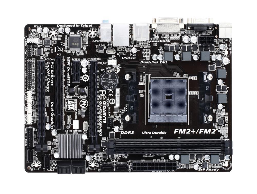 GA-F2A88XM-HD3(rev.2.3) Gigabyte Socket FM2+ AMD A88X Chipset AMD A-Series/ AMD Athlon Series Processors Support DDR3 2x DIMM 8x SATA 6.0Gb/s Micro-ATX Motherboard (Refurbished) GA-F2A88XM-HD3 (rev. 2.3)