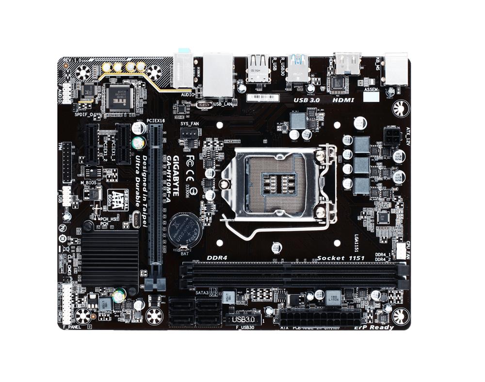 GA-H110M-A Gigabyte Ultra Durable Desktop Motherboard Intel H110 Chipset Socket H4 LGA-1151 (Refurbished)