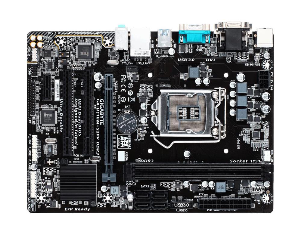 GA-H110M-S2PVDDR3(rev.1.0) Gigabyte Socket LGA 1151 Intel H110 Express Chipset 7th/6th Generation Core i7 / i5 / i3 / Pentium / Celeron Processors Support DDR3 2x DIMM 4x SATA 6.0Gb/s Micro-ATX Motherboard (Refurbished) GA-H110M-S2PV DDR3 (rev. 1.0)