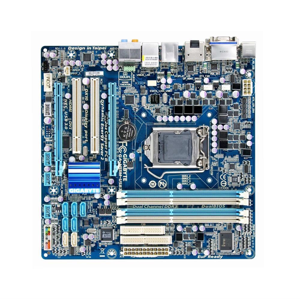 GA-H55M-USB3(rev.1.0) Gigabyte Socket LGA 1156 Intel H55 Express Chipset Core i7 / i5 / i3 Processors Support DDR3 4x DIMM 5x SATA 3.0Gb/s Micro-ATX Motherboard (Refurbished) GA-H55M-USB3 (rev. 1.0)