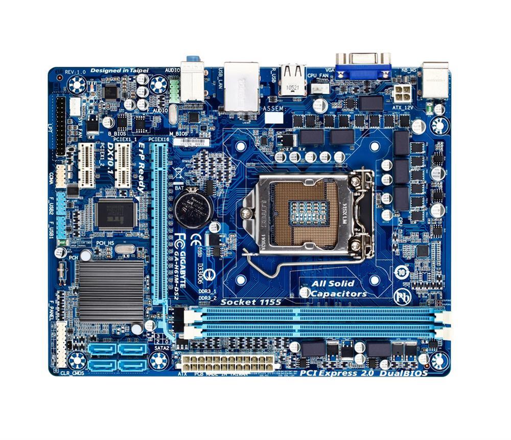 GA-H61M-DS2(rev.5.0) Gigabyte Socket LGA 1155 Intel H61 Express Chipset Core i7 / i5 / i3 / Pentium / Celeron Processors Support DDR3 2x DIMM 4x SATA 3.0Gb/s Micro-ATX Motherboard (Refurbished) GA-H61M-DS2 (rev. 5.0)