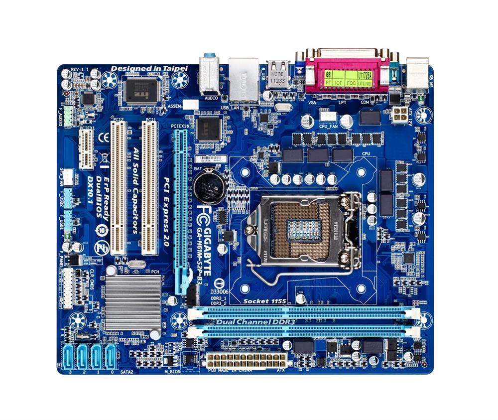 GA-H61M-S2P-B3(rev.1.1) Gigabyte Socket LGA 1155 Intel H61 Express Chipset Core i7 / i5 / i3 / Pentium / Celeron Processors Support DDR3 2x DIMM 4x SATA 3.0Gb/s Micro-ATX Motherboard (Refurbished) GA-H61M-S2P-B3 (rev. 1.1)