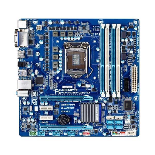 GA-H67MA-USB3-B3(rev.1.0) Gigabyte Socket LGA 1155 Intel H67 Express Chipset Core i7 / i5 / i3 / Pentium / Celeron Processors Support DDR3 4x DIMM 2x SATA 6.0Gb/s Micro-ATX Motherboard (Refurbished) GA-H67MA-USB3-B3 (rev. 1.0)
