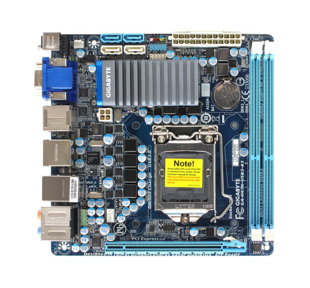 GA-H67N-USB3-B3(rev.1.0) Gigabyte Socket LGA 1155 Intel H67 Express Chipset Core i7 / i5 / i3 / Pentium / Celeron Processors Support DDR3 2x DIMM 2x SATA 6.0Gb/s Mini-ITX Motherboard (Refurbished) GA-H67N-USB3-B3 (rev. 1.0)