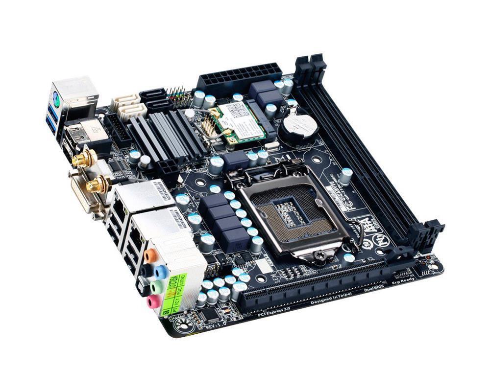 GA-H77N-WIFI (rev. 1.0) Gigabyte Socket LGA 1155 Intel H77 Express Chipset Core i7 / i5 / i3 / Pentium / Celeron Processors Support DDR3 2x DIMM 2x SATA 6.0Gb/s Mini-ITX Motherboard (Refurbished)
