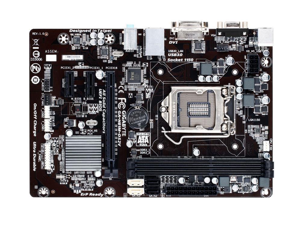 GA-H81M-DS2V(rev.2.0) Gigabyte Socket LGA 1150 Intel H81 Express Chipset Core i7 / i5 / i3 / Pentium / Celeron Processors Support DDR3 2x DIMM 2x SATA 6.0Gb/s Micro-ATX Motherboard (Refurbished) GA-H81M-DS2V (rev. 2.0)