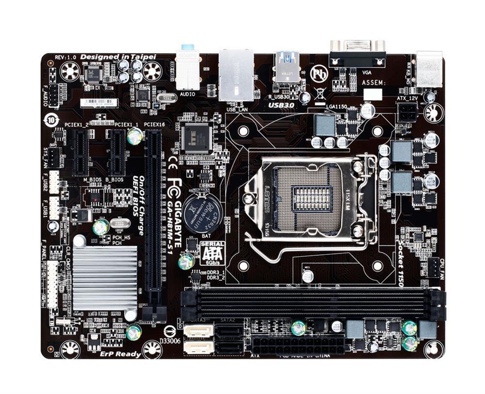 GA-H81M-S1(rev.2.1) Gigabyte Socket LGA 1150 Intel H81 Express Chipset Core i7 / i5 / i3 / Pentium / Celeron Processors Support DDR3 2x DIMM 2x SATA 6.0Gb/s Micro-ATX Motherboard (Refurbished) GA-H81M-S1 (rev. 2.1)