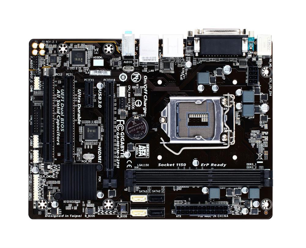 GA-H81M-S2PH(rev.2.1) Gigabyte Socket LGA 1150 Intel H81 Express Chipset Core i7 / i5 / i3 / Pentium / Celeron Processors Support DDR3 2x DIMM 2x SATA 6.0Gb/s Micro-ATX Motherboard (Refurbished) GA-H81M-S2PH (rev. 2.1)