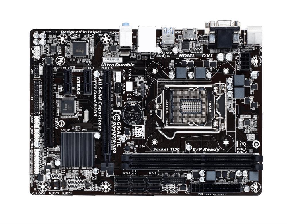 GA-H97M-HD3(rev.1.0) Gigabyte Socket LGA 1150 Intel H97 Express Chipset Core i7 / i5 / i3 / Pentium / Celeron Processors Support DDR3 2x DIMM 6x SATA 6.0Gb/s Micro-ATX Motherboard (Refurbished) GA-H97M-HD3 (rev. 1.0)