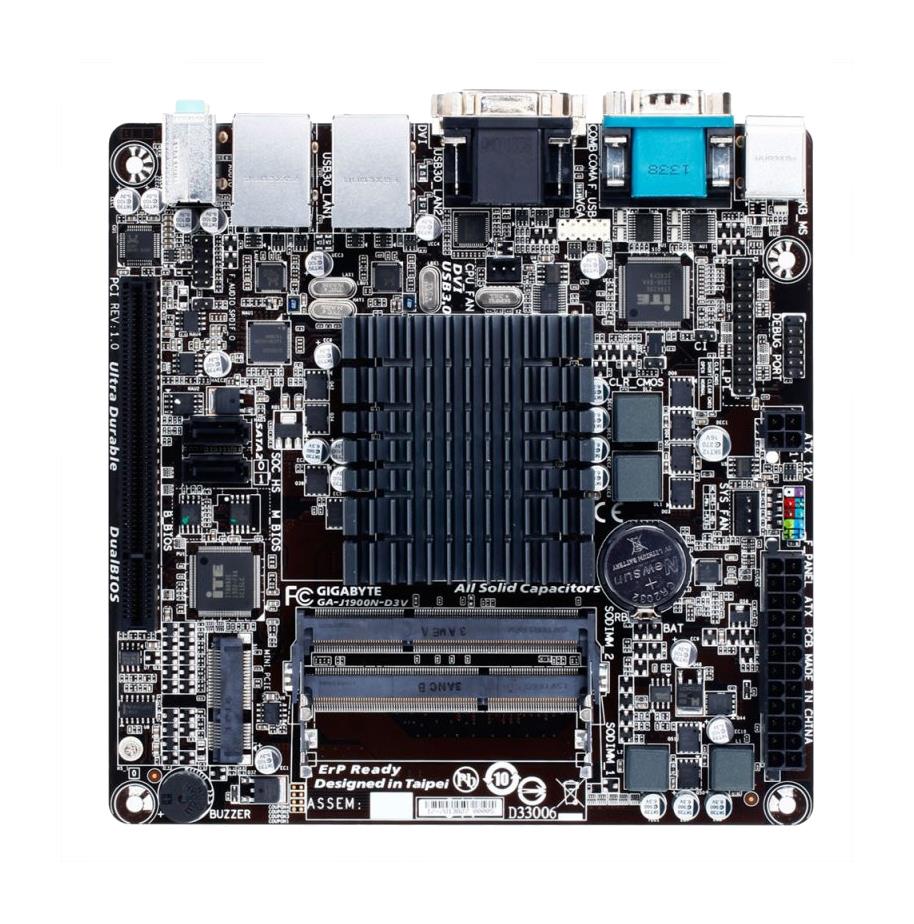 GA-J1900N-D3V(rev.1.x) Gigabyte Intel Dual-Core Celeron J1900 SoC Processors Support DDR3 2x DIMM 2x SATA 3.0Gb/s Mini-ITX Motherboard (Refurbished) GA-J1900N-D3V (rev. 1.x)