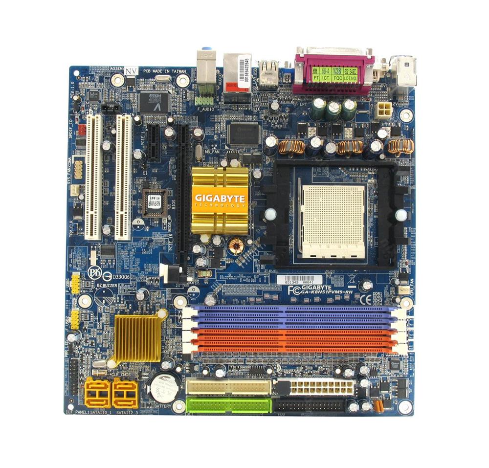GA-K8N51PVM9-RH Gigabyte Socket 939 Nvidia GeForce 6150B/nForce 430 Chipset micro-ATX Motherboard (Refurbished)