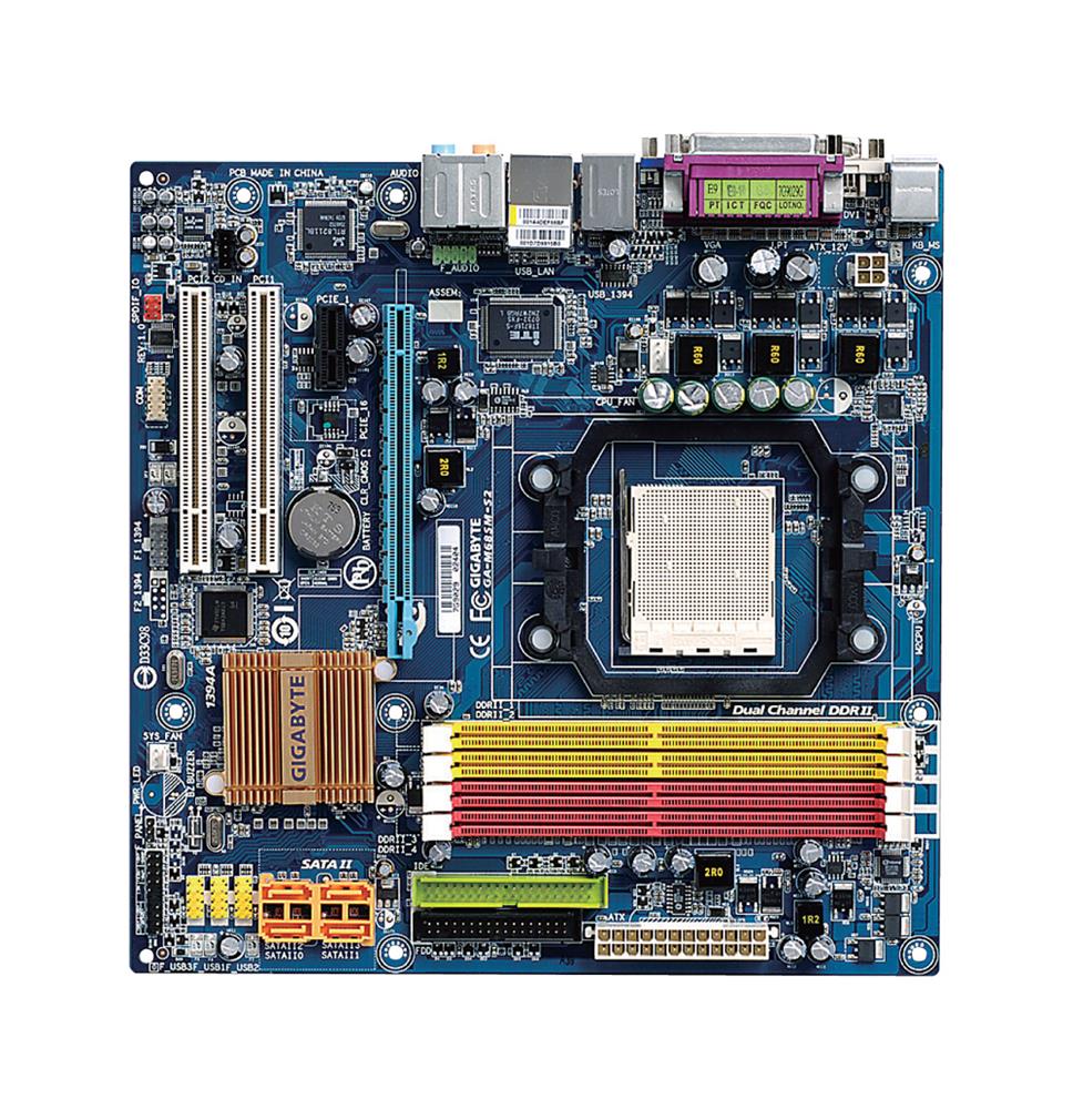 GA-M68SM-S2 Gigabyte Socket AM2 Nvidia GeForce 7025/ nForce 630a Chipset AMD Athlon 64/ Athlon 64 FX/ Athlon 64 X2/ AMD Sempron Processors Support DDR2 4x DIMM 4x SATA 3.0Gb/s Micro-ATX Motherboard (Refurbished)