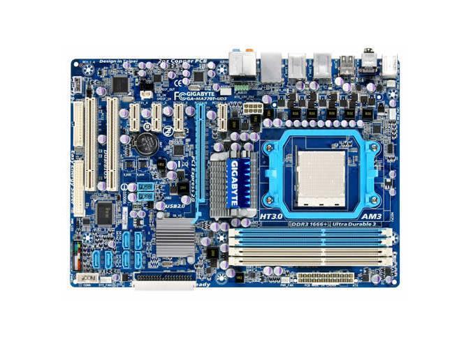 GA-MA770T-UD3(rev.1.3) Gigabyte AM3 AMD 770/ SB710 Chipset AMD Phenom II/ AMD Athlon II Processors Support DDR3 4x DIMM 6x SATA 3.0Gb/s ATX Motherboard (Refurbished)