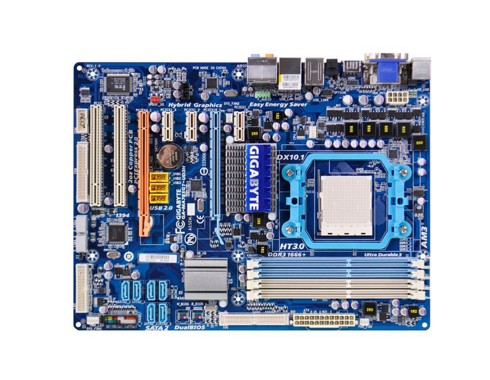 GA-MA785GT-UD3H(rev.1.3) Gigabyte Socket AM3 AMD 785G/ SB710 Chipset AMD Phenom II/ AMD Athlon II Processors Support DDR3 4x DIMM 6x SATA 3.0Gb/s ATX Motherboard (Refurbished) GA-MA785GT-UD3H (rev. 1.3)