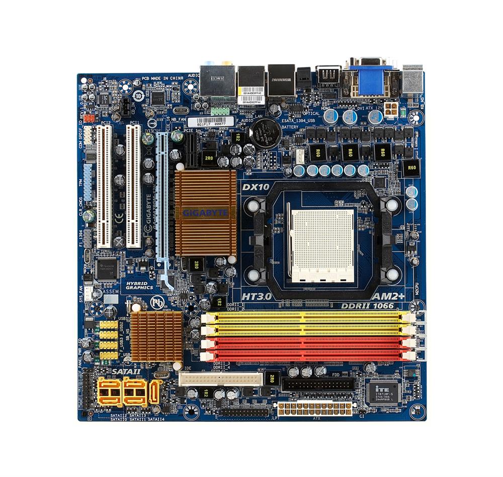 GA-MA78GM-S2H Gigabyte Socket AM2+ AMD 780G + SB700 Chipset AMD Phenom X4/ Phenom X3/ AMD Athlon 64/ Athlon 64 FX/ Athlon 64 X2/ AMD Sempron Processors Support DDR2 4x DIMM 5x SATA 3.0Gb/s Micro-ATX Motherboard (Refurbished)