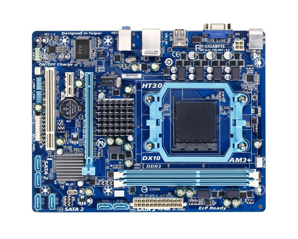 GA-MA78LMT-S2(rev.1.3) Gigabyte AM3 AMD 760GX/ SB710 Chipset AMD Phenom II/ AMD Athlon II Processors Support DDR3 2x DIMM 4x SATA 3.0Gb/s Micro-ATX Motherboard (Refurbished)