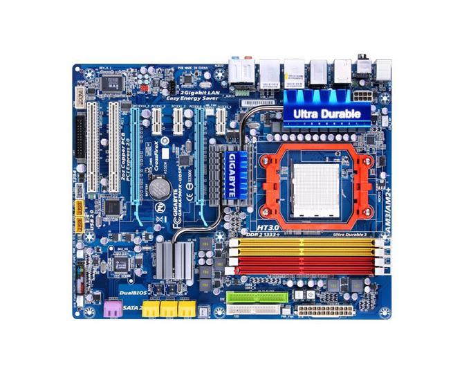 GA-MA790FX-UD5P (rev. 1.0) Gigabyte Socket AM2+ AMD 790X/ SB750 Chipset AMD Phenom II X3/ AMD Phenom II X4/ AMD Phenom FX/ AMD Phenom X4/ AMD Phenom X3/ AMD Athlon X2/ AMD Athlon/ AMD Sempron X2/ AMD Sempron Processors Support DDR2 4x DIMM 6x SATA 3.0Gb/s ATX Motherboard (Refurbished)