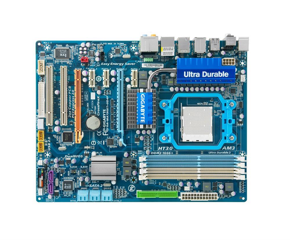 GA-MA790XT-UD4P(rev.1.0) Gigabyte Socket AM3 AMD 790X/ SB750 Chipset AMD Phenom II X4/ AMD Phenom II X3 Processors Support DDR3 4x DIMM 6x SATA 3.0Gb/s ATX Motherboard (Refurbished) GA-MA790XT-UD4P (rev. 1.0)