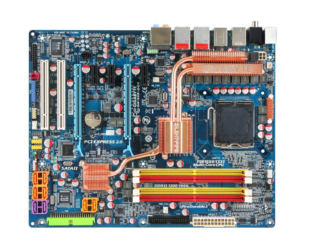 GA-X48-DQ6 GIGABYTE Core 2 Quad/ Intel X48 Chipset/ FSB 1600/ DDR2-1200/ A&2GbE/ Socket 775/ ATX/ DES Motherboard (Support Intel Core 2 Quad/ Core 2 Extreme/ Core 2 Duo/ Pentium Extreme/ Pentium D/ Pentium 4 Extreme/ Pentium 4/ Celeron Processor) (Refurbished)